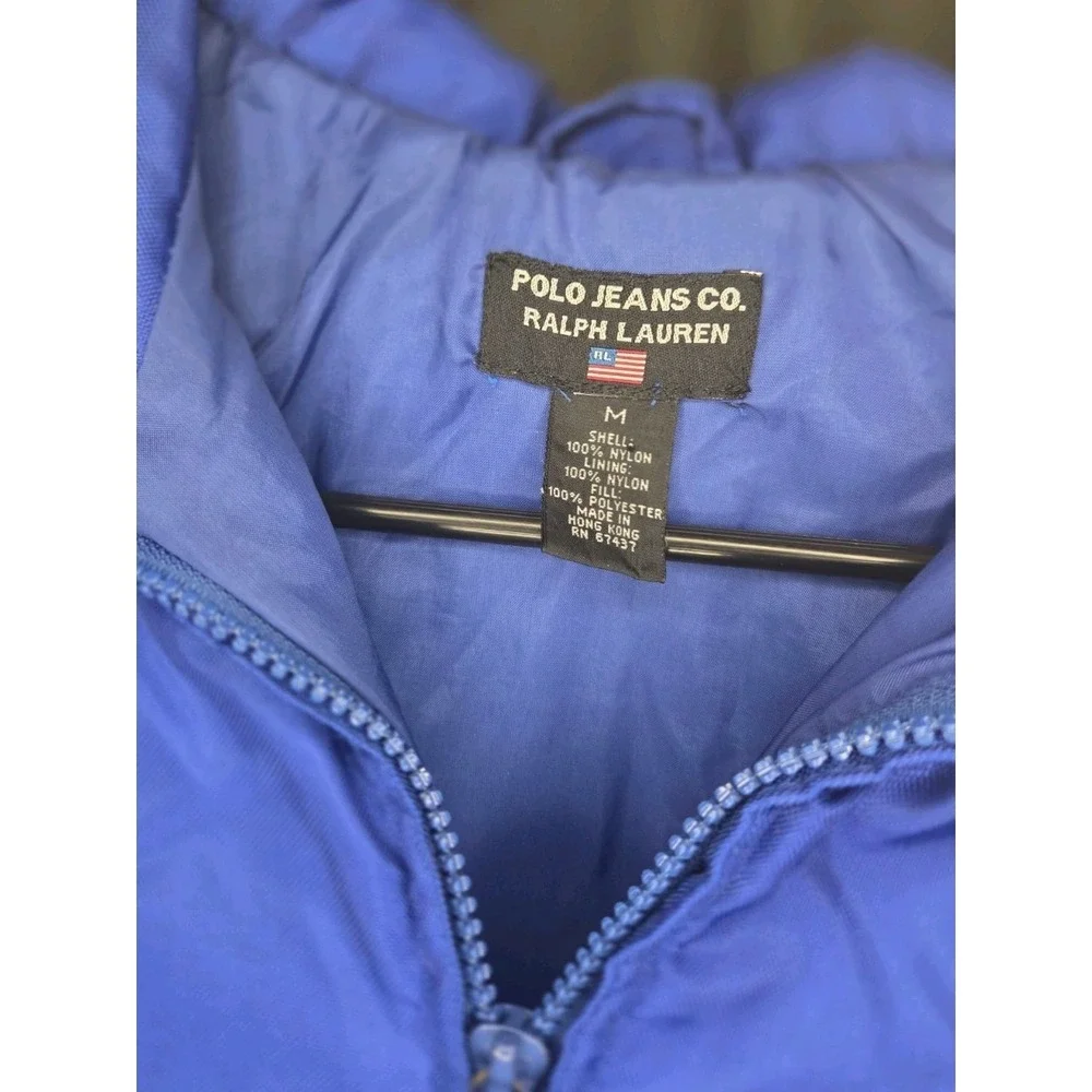 POLO JEANS CO. UNISEX SKI JACKET ROYAL BLUE SIZE M, w/belt buckles, missing belt